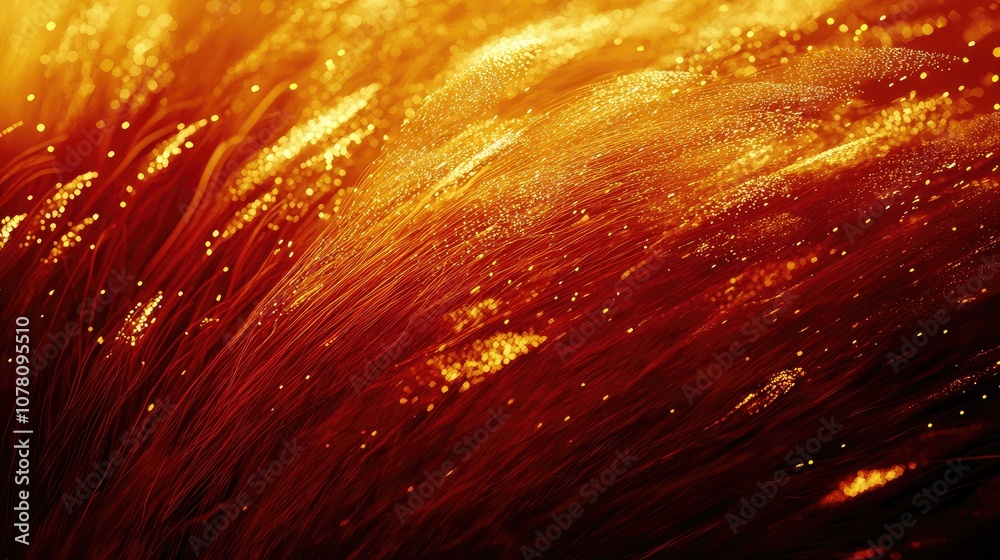 Poster abstract orange and gold texture background with shimmering particles creating a vibrant and dynamic