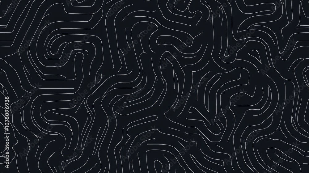 Poster abstract black background with white contour lines creating a unique and artistic pattern for creati