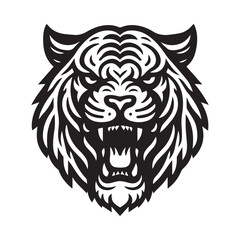 Obraz premium a simple illustration of tiger roar - vector logo design