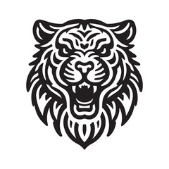 Obraz premium a simple illustration of tiger roar - vector logo design