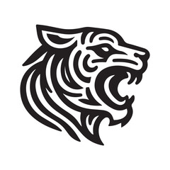 Fototapeta premium a simple illustration of tiger roar - vector logo design