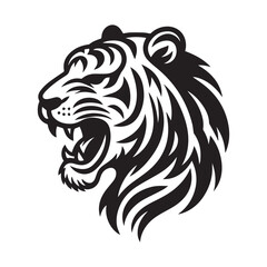 Obraz premium a simple illustration of tiger roar - vector logo design