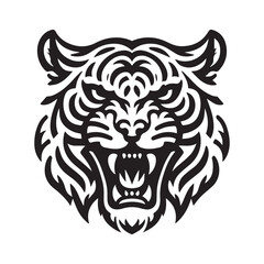 Fototapeta premium a simple illustration of tiger roar - vector logo design