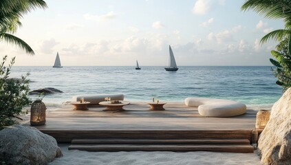 Obraz premium Luxury Beachfront Retreat with Ocean Views