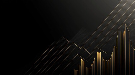Obraz premium Elegant Gold Line Graph on Dark Background for Financial and Business Concepts with Abstract Artistic Touch for Modern Presentations and Reports