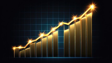 Fototapeta premium Golden Growth Graph with Sparkling Highlights Representing Positive Trends in Financial Success, Business Performance, and Economic Advancement in a Modern Style