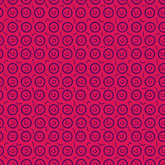 4K Pink seamless texture features a repeating pattern of smiley faces on a vibrant pink background. The smiley faces are outlined in a darker shade of pink and have a simple, cheerful expression.