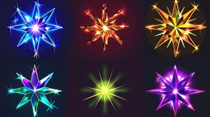 Sparkling Star Icons - a festive and cheerful collection. The set of glittering star icons adds a delightful touch to holiday decorations.