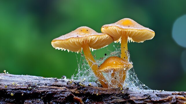 A saprophytic fungus, such as a type of mushroom or mold, can often be seen growing on a piece of wood that has been left wet or in a humid environment