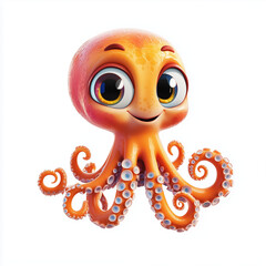 A personified octopus cartoon 3D character