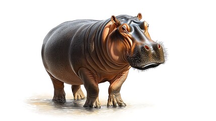 Obraz premium The hippopotamus is a large, semi aquatic mammal that inhabits savannas and bodies of water in sub Saharan Africa