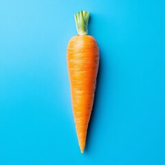 Vibrant Orange Carrot on Plain Blue Background