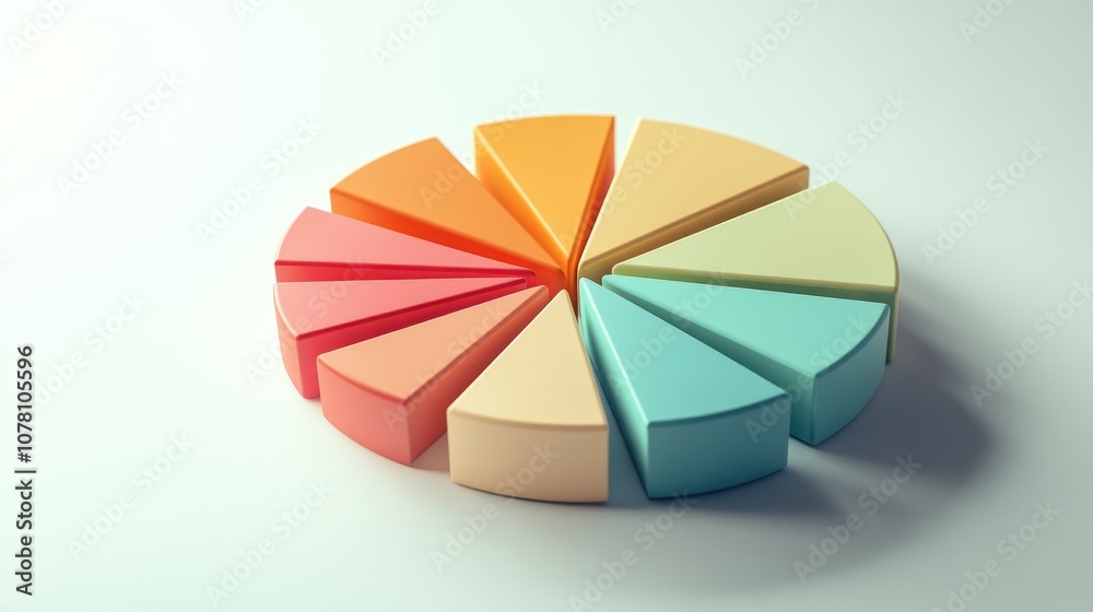 Poster colorful geometric pie chart displaying financial distribution with segmented portions for business 