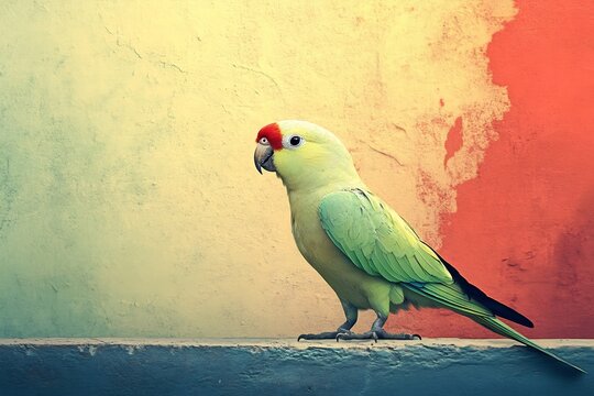 Cheerful Parrotlet Posing on Colorful Surreal Background