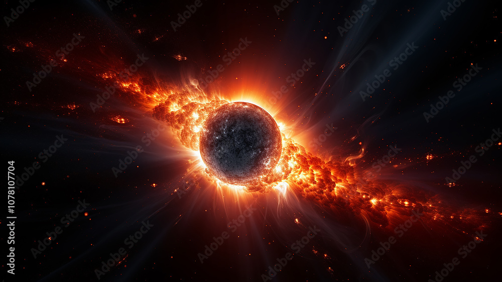 Sticker singularity black hole in space cosmic fictional graphics, an object in deep space