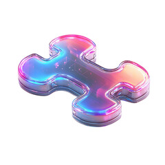 A vibrant, translucent puzzle piece displaying a futuristic design and shimmering colors, ideal for modern creative projects isolated on white background
