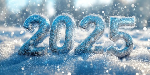 Happy New Year 2025, snow background, snow text images
