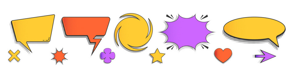 Comic speech bubbles . Chat balloons, small talk frames.Hand drawn sketch elements. Vector illustration.