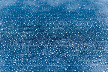 The image is of a wet surface with many small water droplets on it