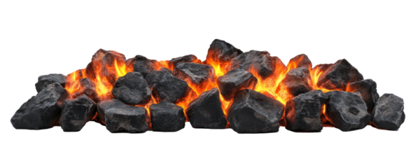 Smoldering burning coals, cut out