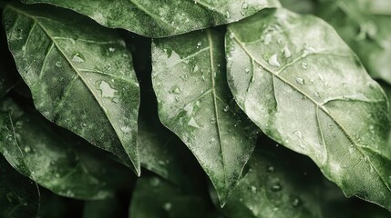 Close-up of hail-damaged foliage, leaves torn and battered, each detail sharp, lifelike, macro lens clarity