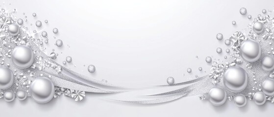 A white background with a lot of shiny, glittery pearls