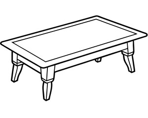 Coffee Table Coloring Page on White Background