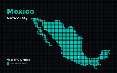 Creative Dotted Map of Mexico with capital Mexico City. Soft Square dots	