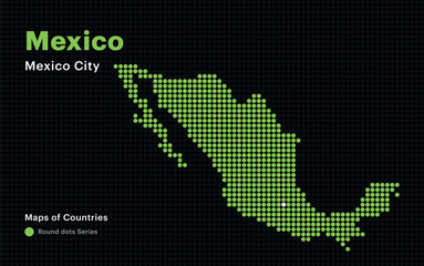 Fototapeta premium Creative Dotted Map of Mexico with capital Mexico City. Round dots 