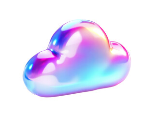 Iridescent 3D Cloud Icon in Gradient Colors. Ideal for Weather and Cloud Computing Symbols in Digital Design.