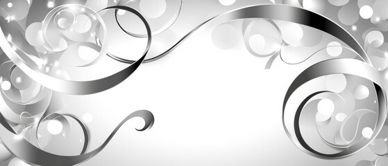 A silver and white banner with a wavy design