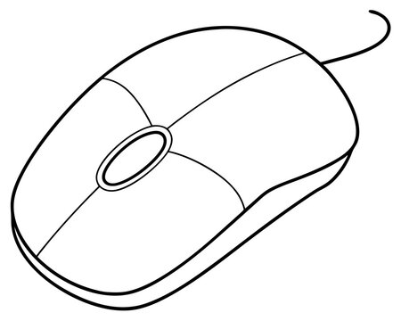 recommend clip art: Computer Mouse Coloring Page on White Background
