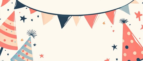 Obraz premium A banner with a bunch of party decorations including a bunch of party hats
