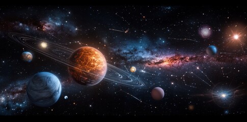 Celestial Bodies Overlaid with Mathematical Grids: A Fusion of Astronomy and Geometry