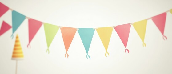 A colorful banner with flags hanging from a pole