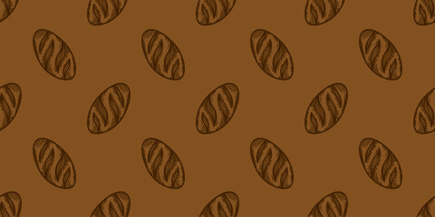 Bread pattern background. seamless pattern of bread. bakery theme pattern. seamless pattern with breads. vintage bread illustration.