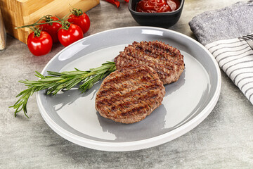Grilled two beef burger cutlet
