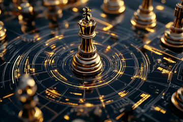 strategist planning with chess pieces for business idea with isolated background generated by AI