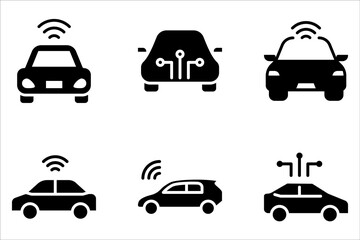 Smart car icon set. Internet of Things. on white background