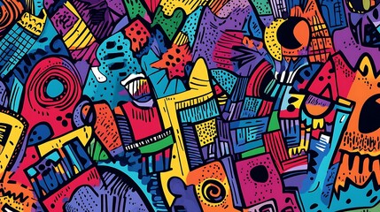 Obraz premium Abstract Colorful Doodle Art