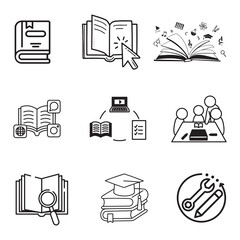 Education and Learning thin line icons set.
