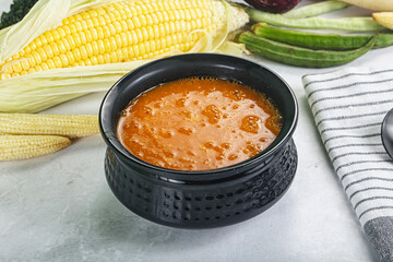 Vegan cuisine - hot tomato soup