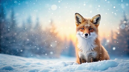 Cute fox covered in snow A charming and whimsical winter scene , Fox, snow, winter, cute, animal, wildlife, cold, fluffy, white