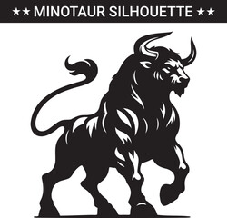 Mythical minotaur silhouette vector illustration