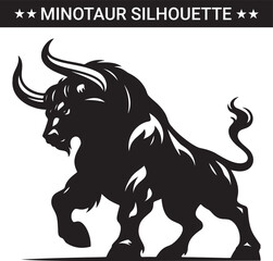Mythical minotaur silhouette vector illustration