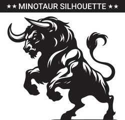 Mythical minotaur silhouette vector illustration