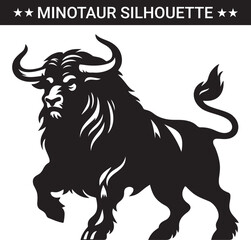 Mythical minotaur silhouette vector illustration
