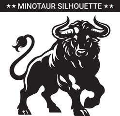 Mythical minotaur silhouette vector illustration