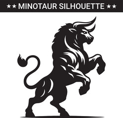 Mythical minotaur silhouette vector illustration
