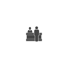 Reception desk icon. Customer service desk icon isolated on white background